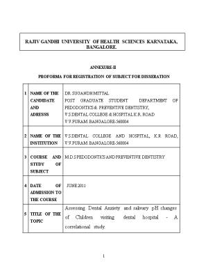 Proforma for Registration of Subject for Disseration