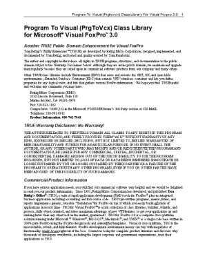 Program to Visual (Prgtovcx) Class Library for Visual Foxpro 3.0