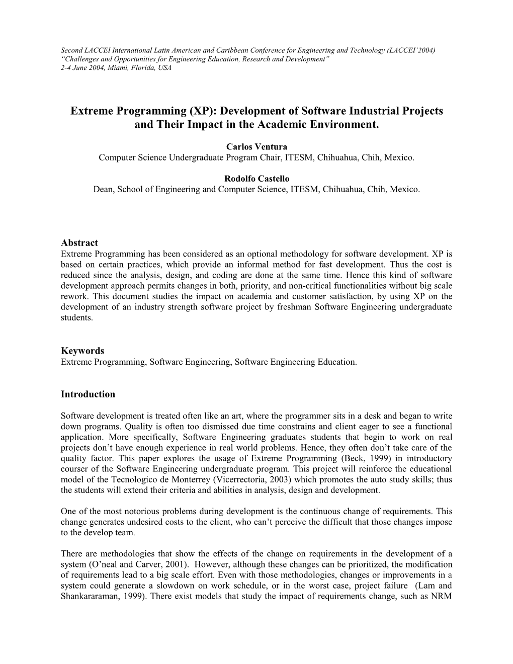 Programación Extrema (XP): Impacto Académico Dentro Del Desarrollo De Proyectos Industriales