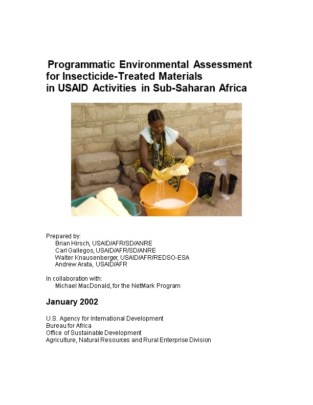 Programmatic Environmental Assessment for Insecticide Treated Materials Is USAID Activities