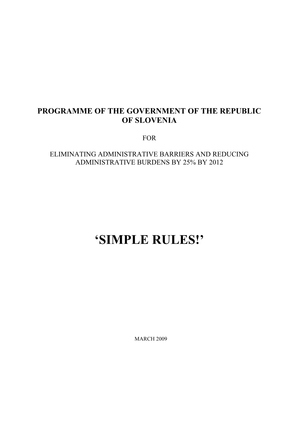 Programme of the Government of the Republic of Slovenia