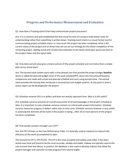 Progress and Performance Measurement and Evaluation