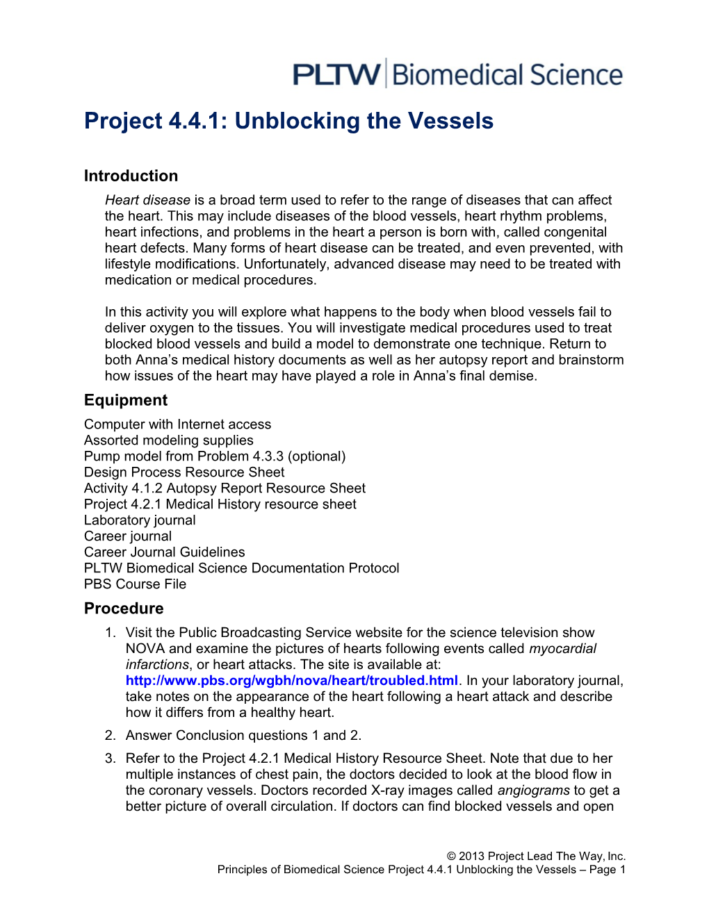 Project 4.4.1: Unblocking the Vessels