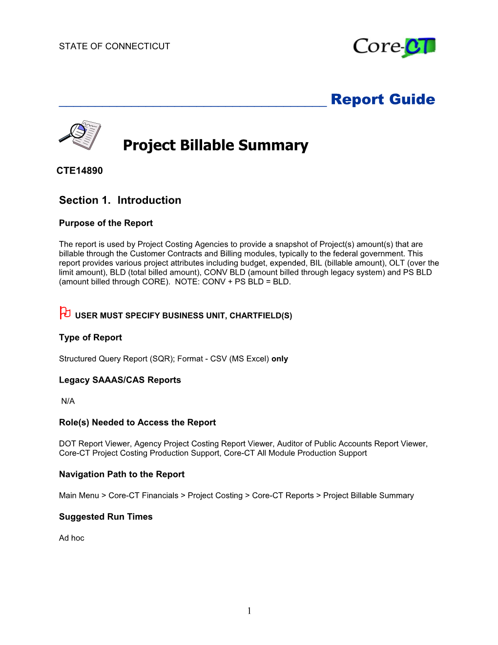Project Billable Summary (CTE14890)