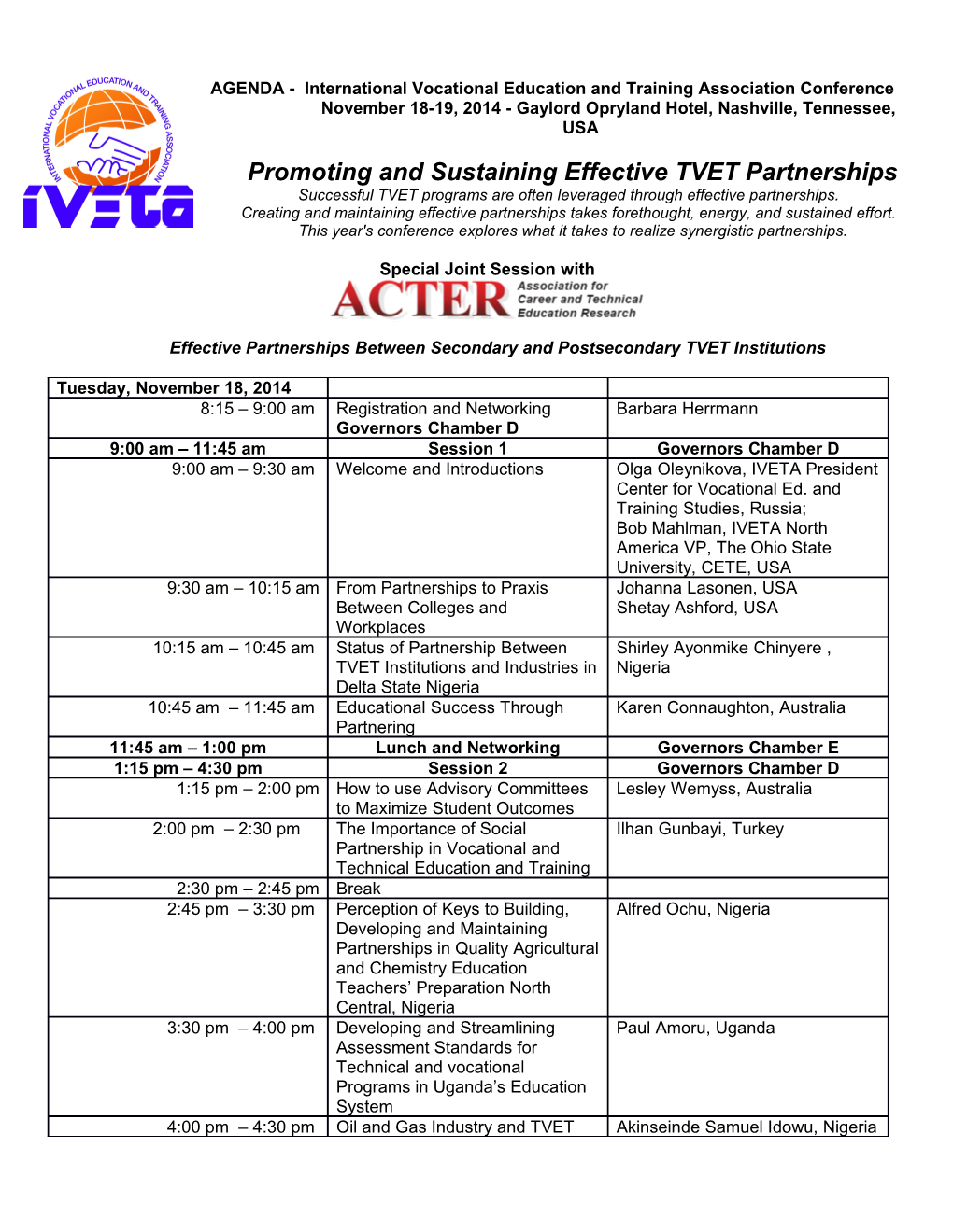 Promoting and Sustaining Effective TVET Partnerships