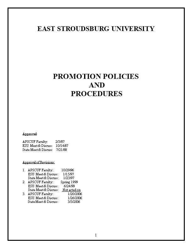 Promotion Policies and Procedures