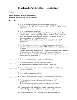 Proofreader S Checklist: Introduction