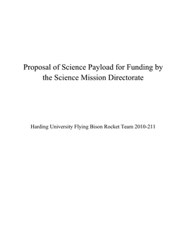 Proposal of Science Payload for Funding by the Science Mission Directorate