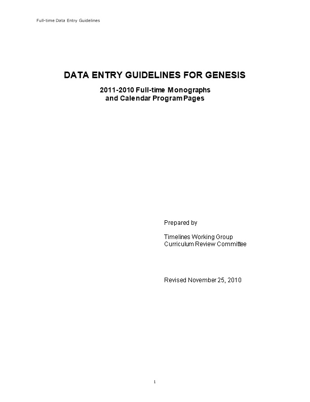 Proposed Data Entry Guidelines