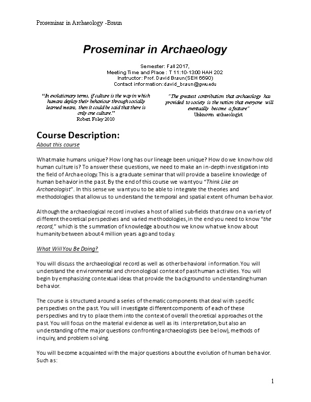 Proseminar in Archaeology