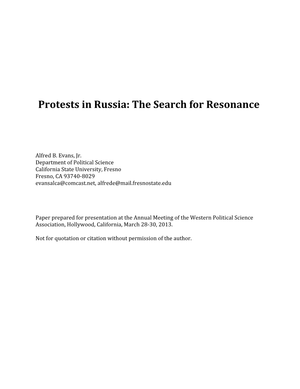 Protests in Russia: the Search for Resonance