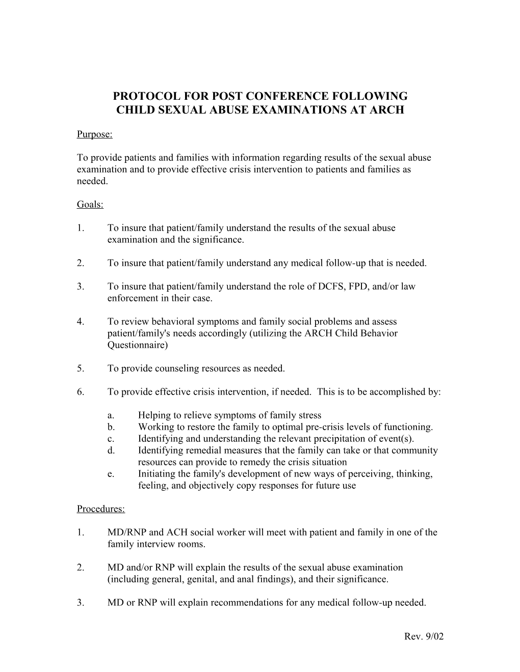 Protocol for Post Conference Following