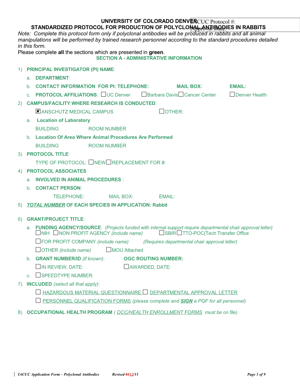 Protocol Form Basic Document