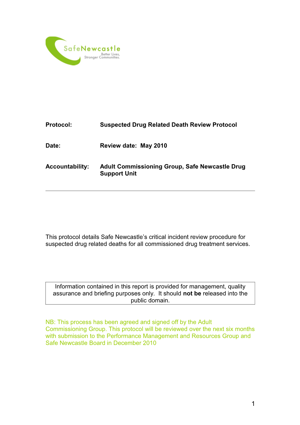 Protocol:Suspected Drug Related Death Review Protocol