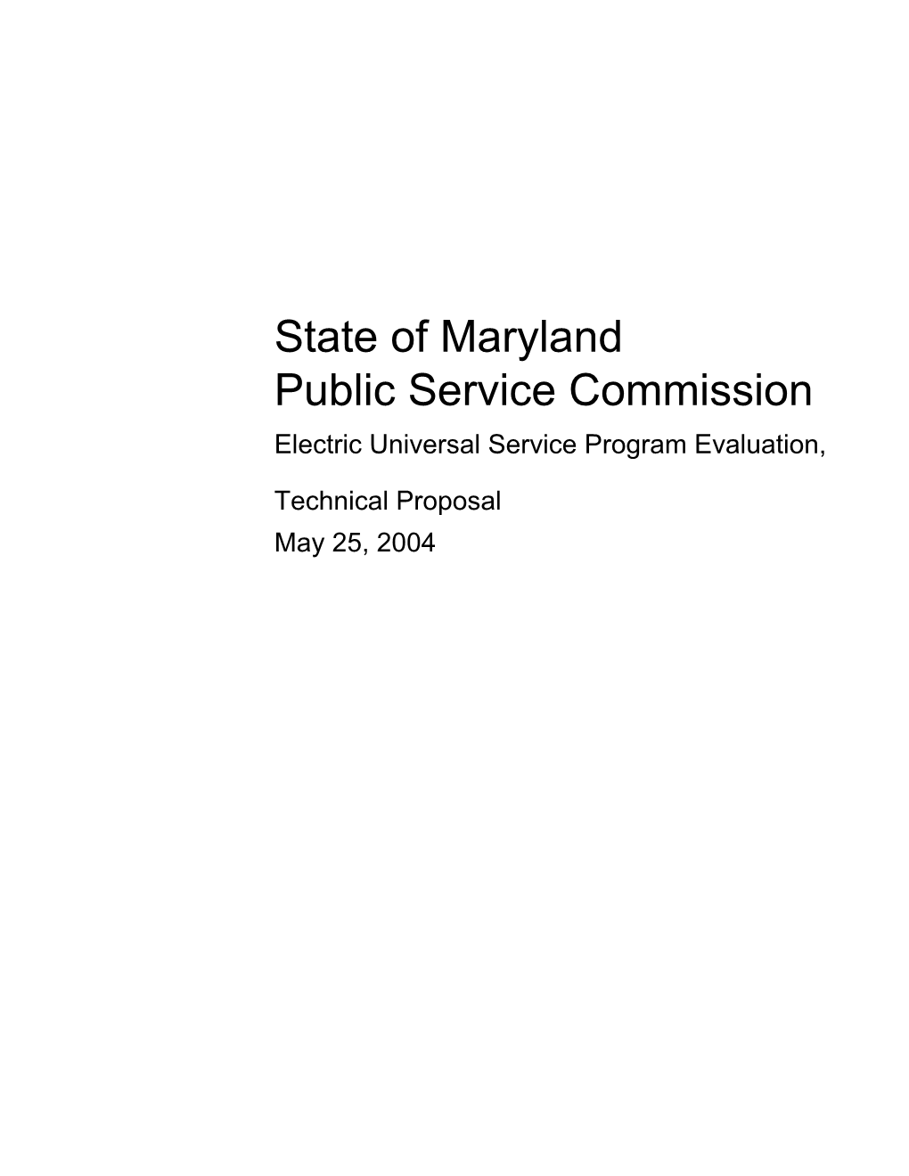 PSC Electric Universal Service Program Evaluation, Technical Proposal 5/25/04