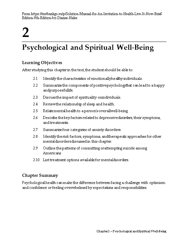 Psychological and Spiritual Well-Being