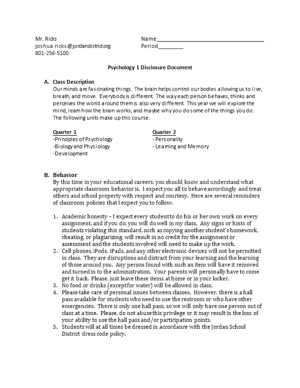 Psychology 1Disclosure Document