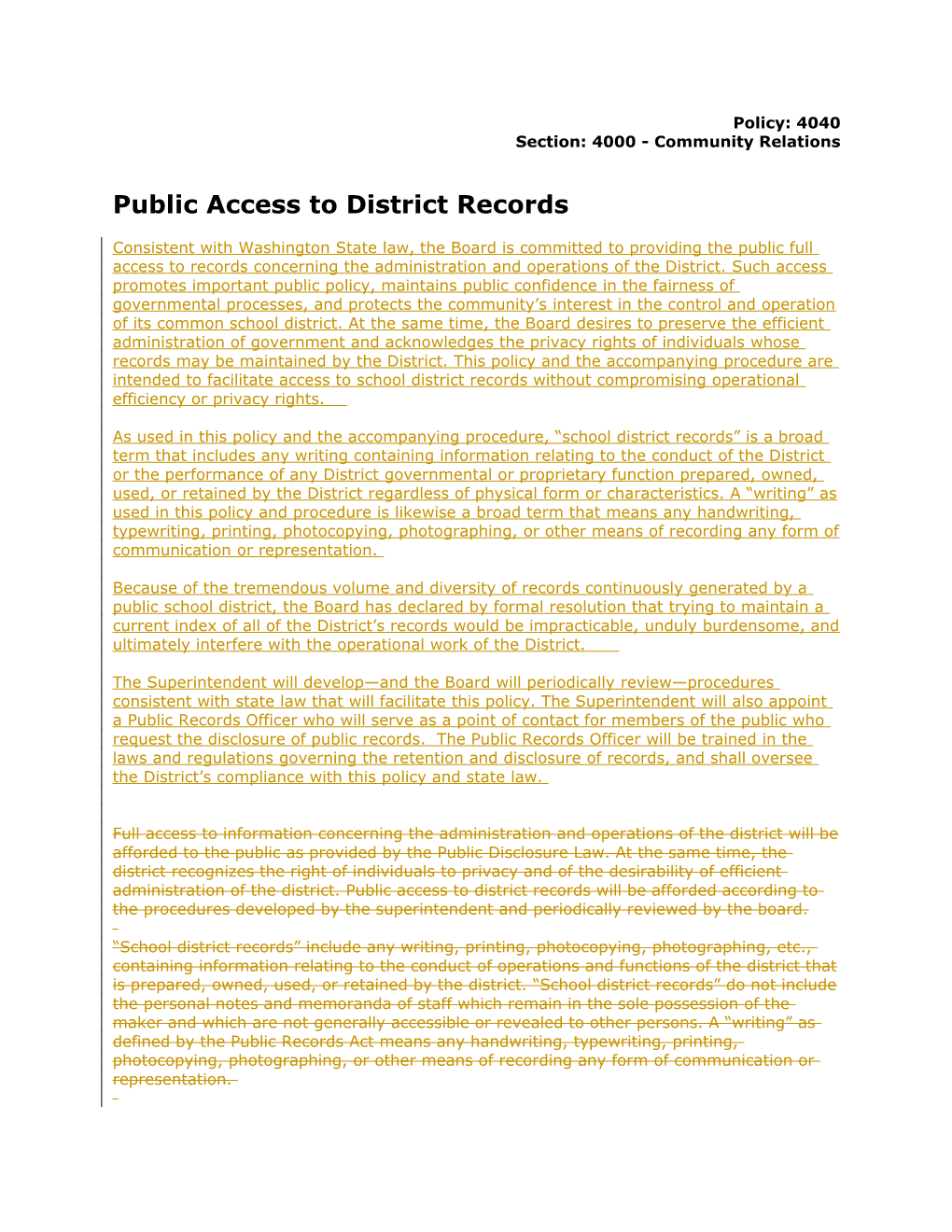 Public Access to District Records