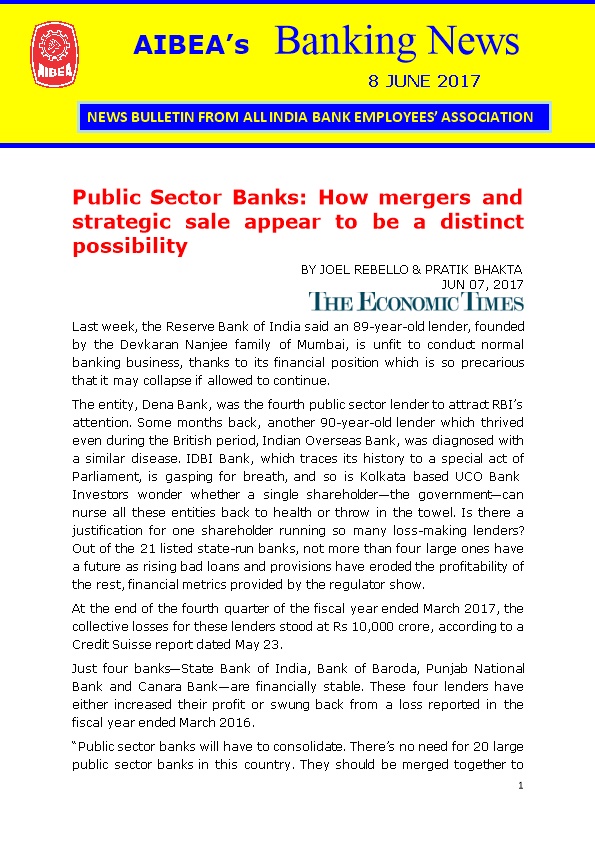 Public Sector Banks: How Mergers and Strategic Sale Appear to Be a Distinct Possibility