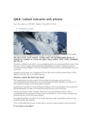 Q&A: Latest Volcanic Ash Plume