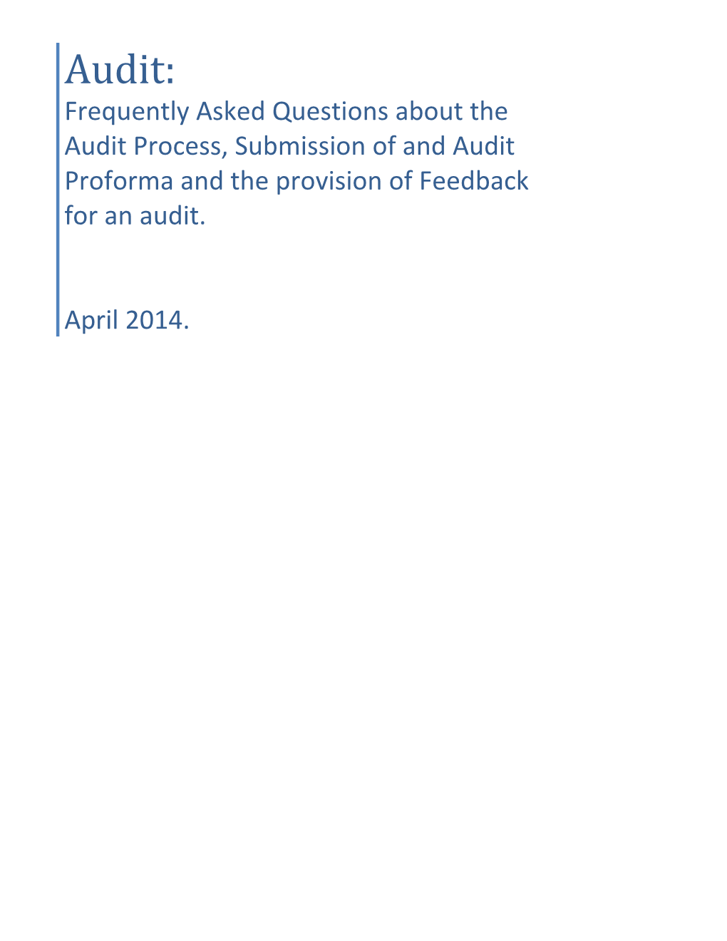 Q1. What Is an Audit?