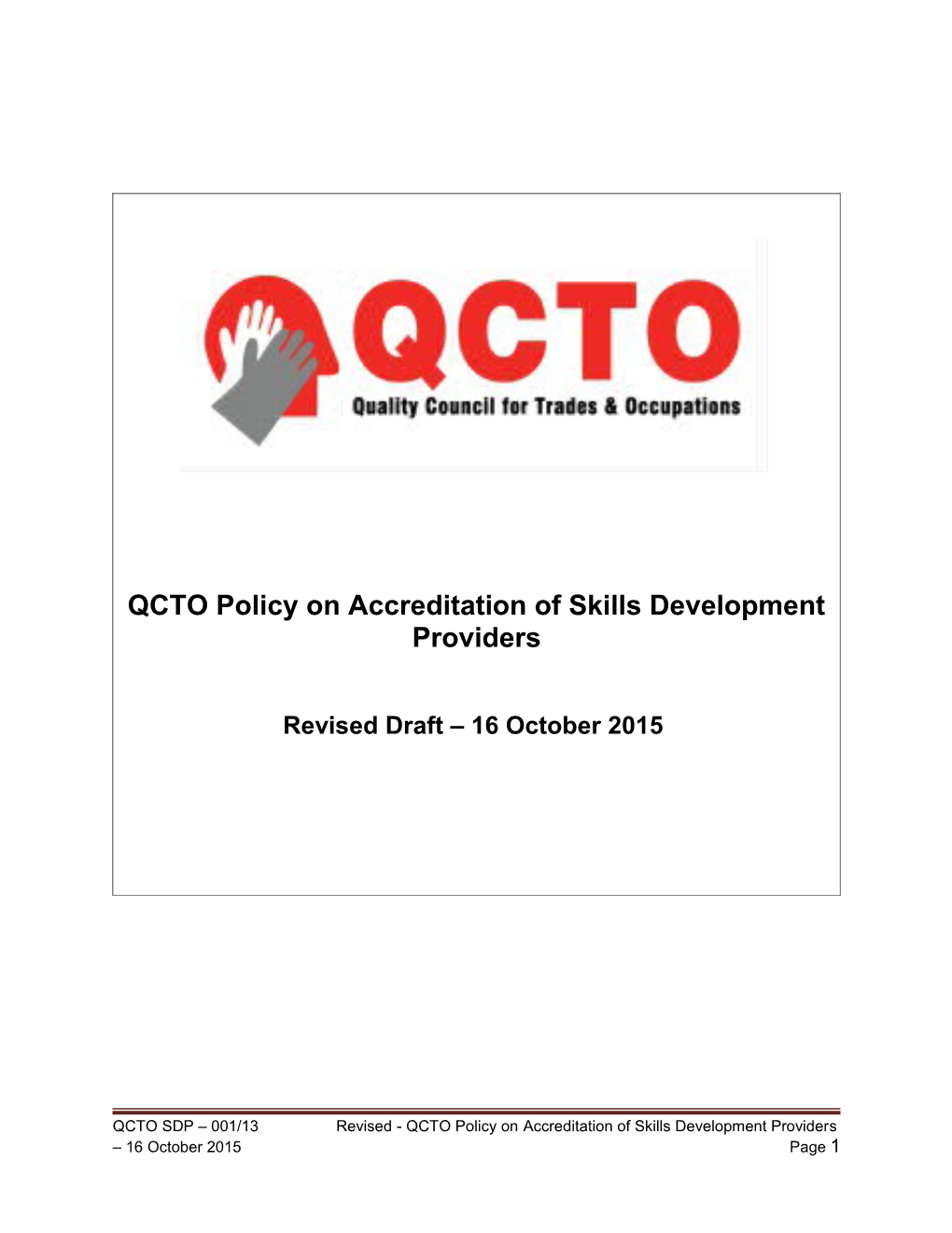 QCTO Policy on Accreditation of Skills Development Providers