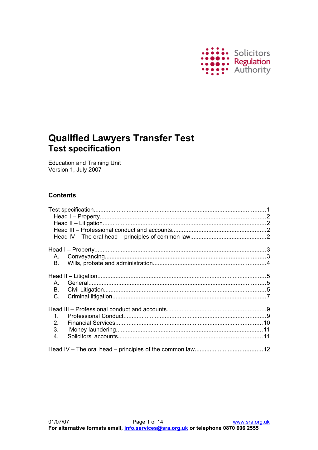 Qualified Lawyers Transfer Test