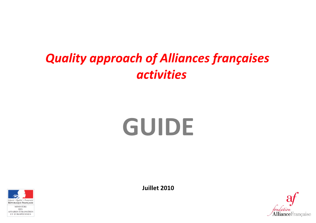 Quality Approach of Alliances Françaises Activities