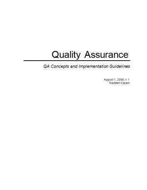 Quality Assurance Guidlines, V. 1