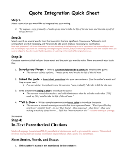 Quote Integration Quick Sheet