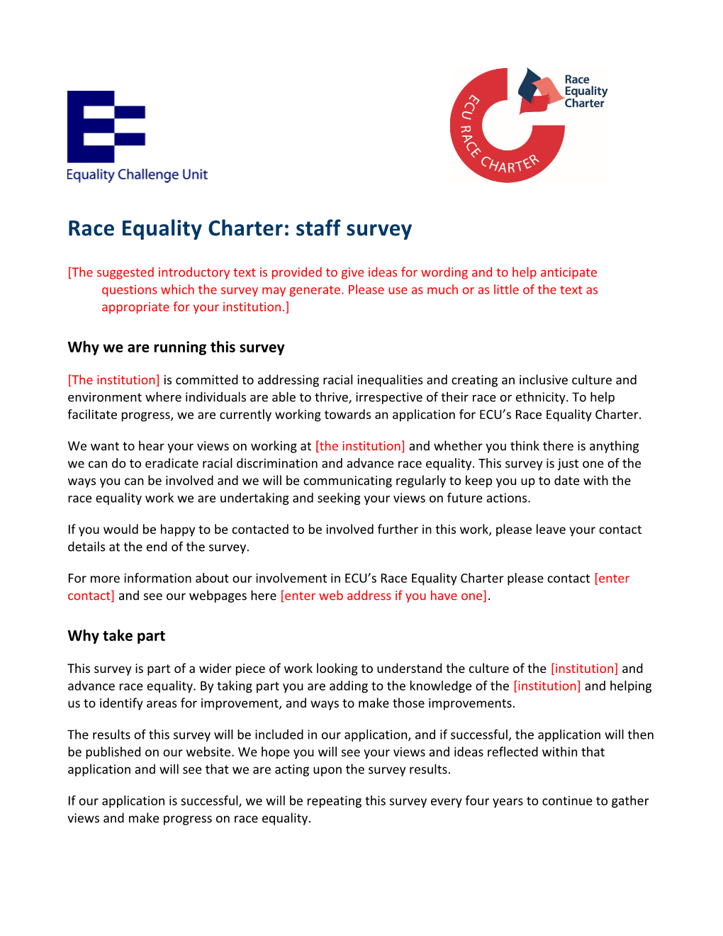 Race Equalitycharter: Staff Survey