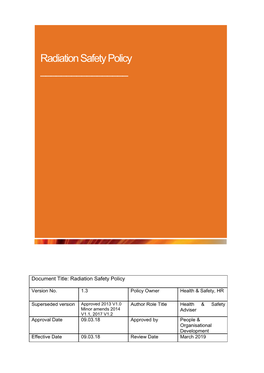 Radiation Safety Policy