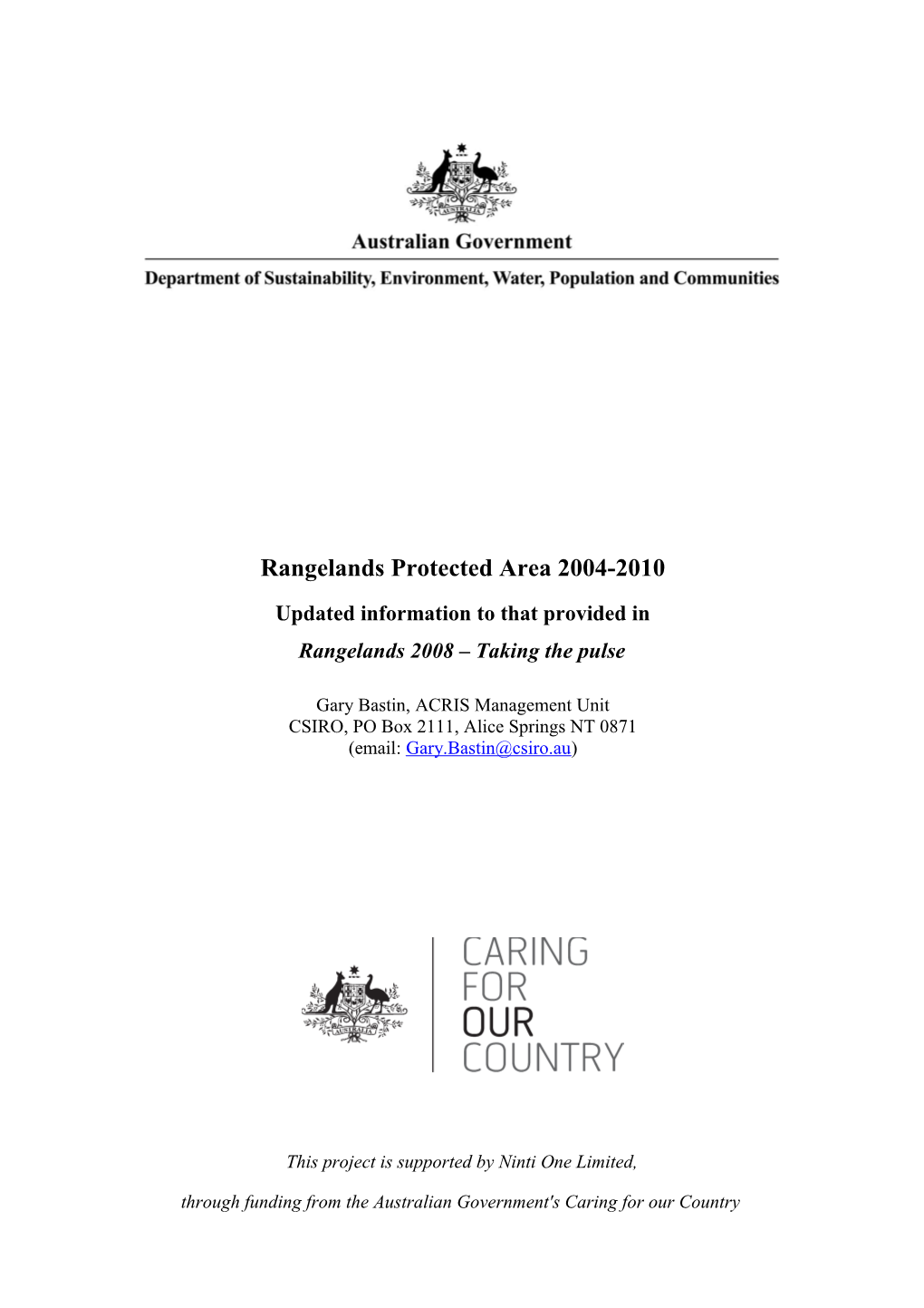 Rangelands Protected Area 2004-2010 - Updated Information to That Provided in Rangelands