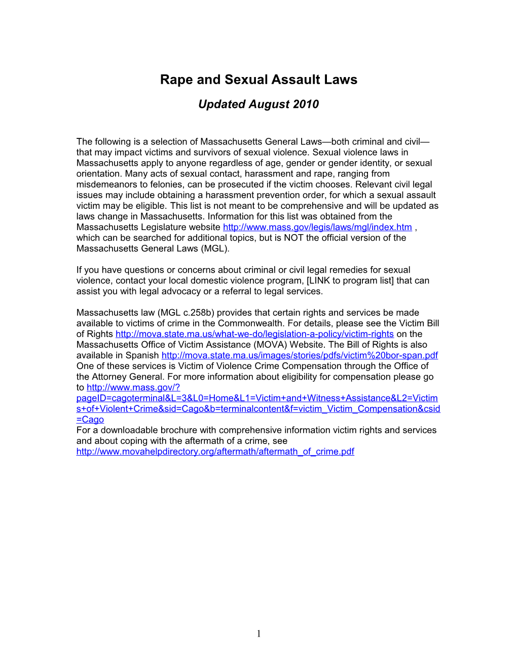 Rape and Sexual Assault Laws