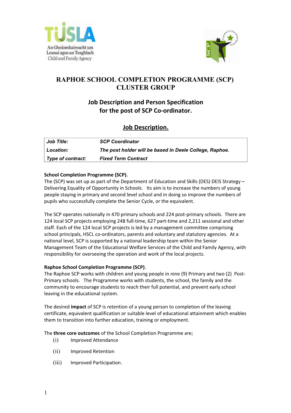 Raphoe School Completion Programme (Scp)