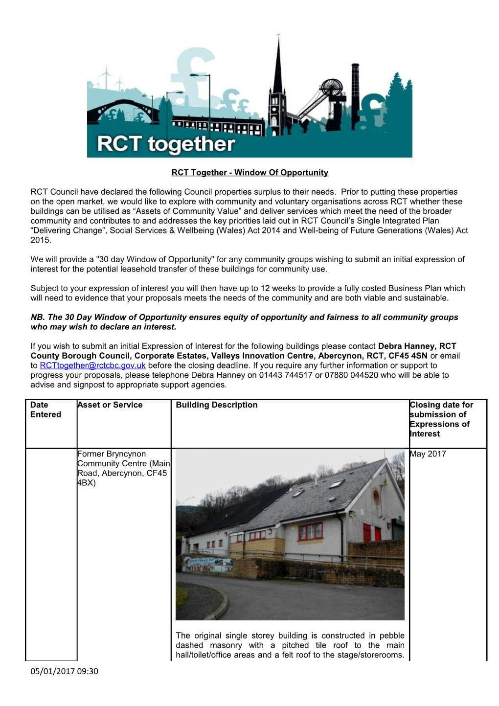 RCT Together - Window of Opportunity
