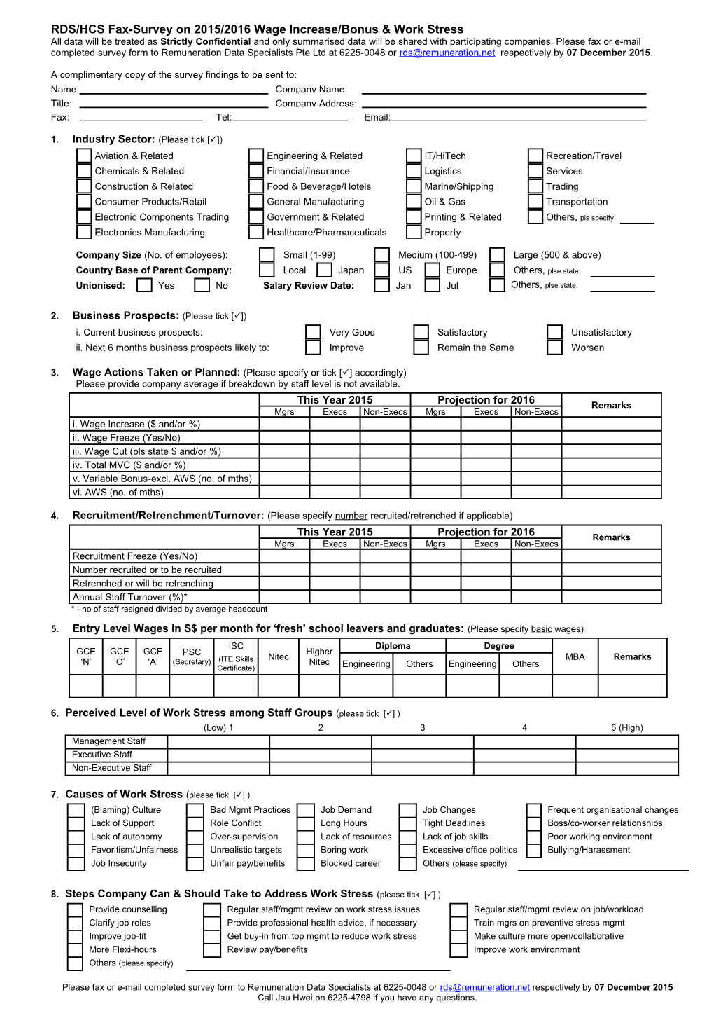 RDS Fax Survey 2011