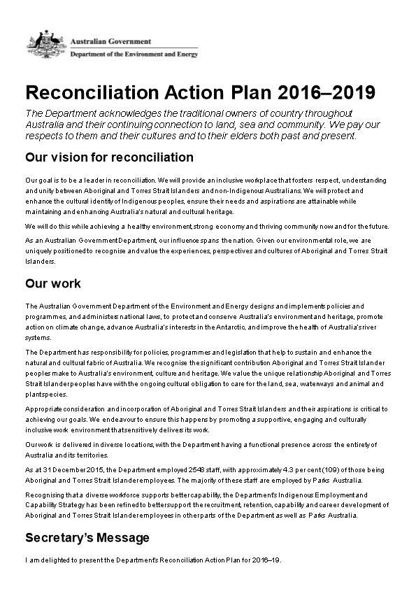 Reconciliation Action Plan 2016 2019