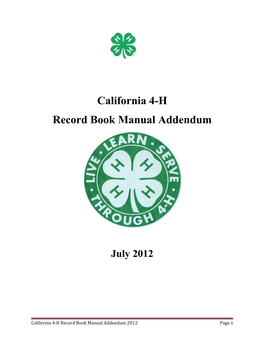 Record Book Manual Addendum