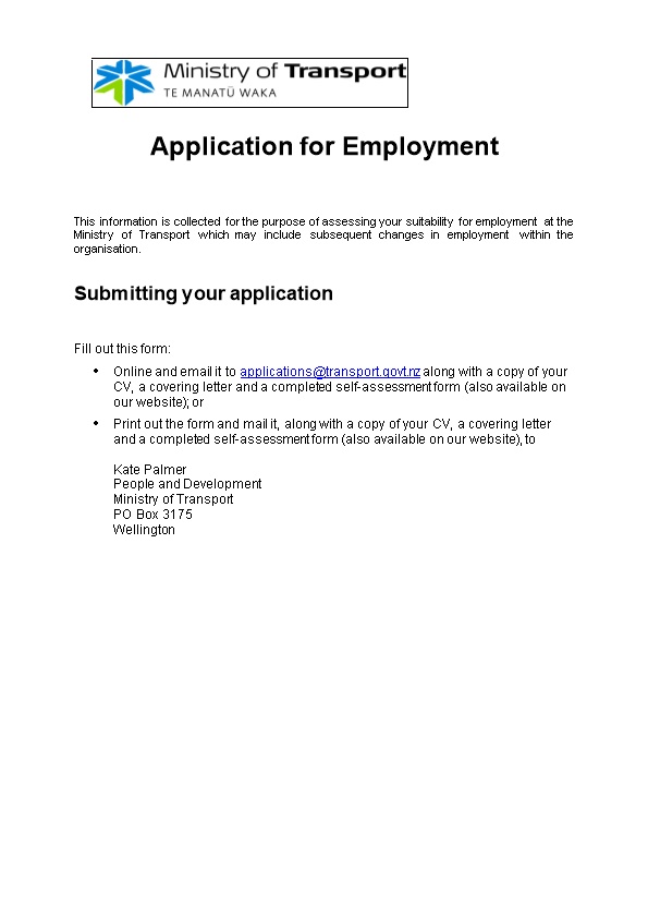 Recruitment Application MS Word 2003