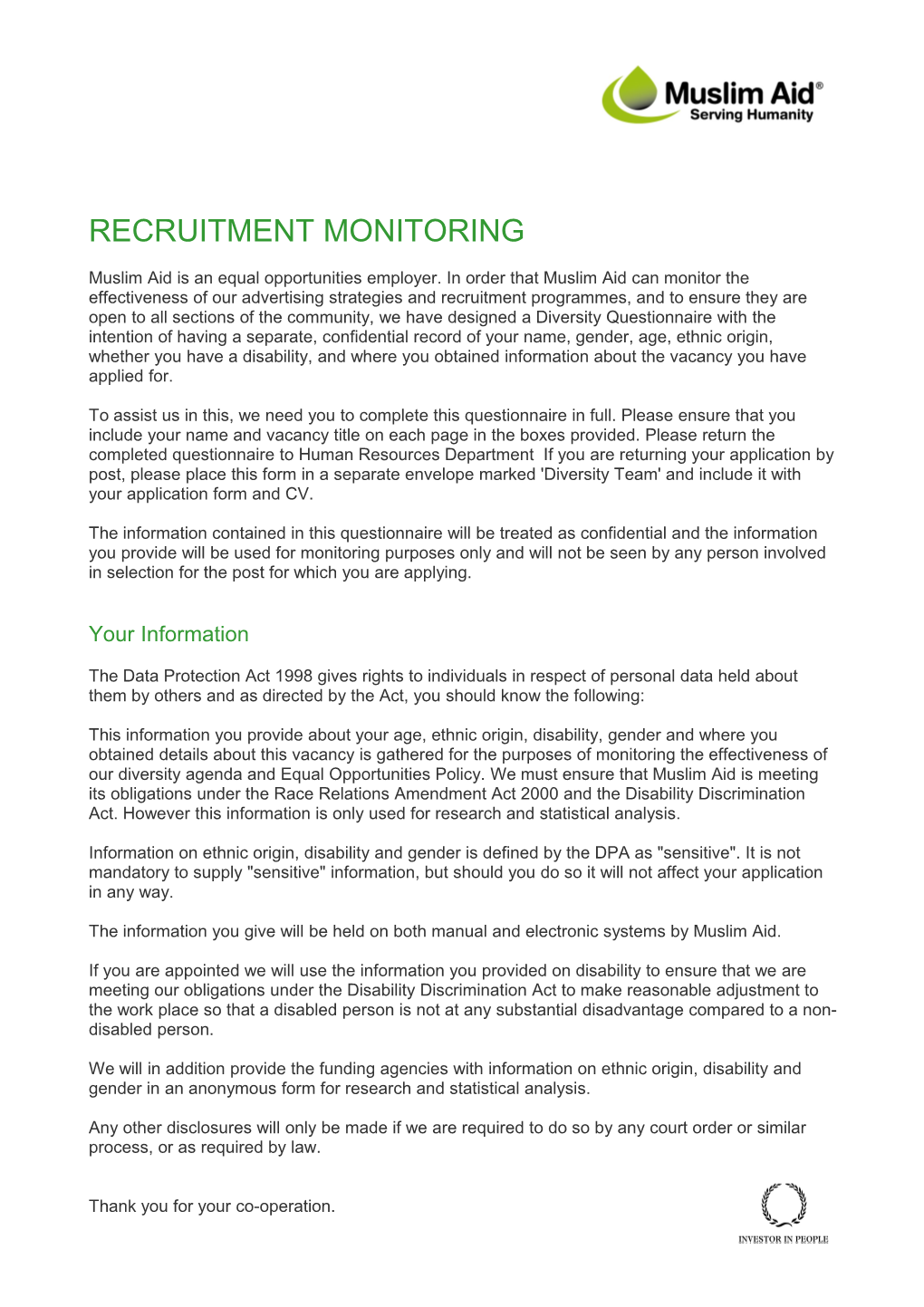 Recruitment Monitoring