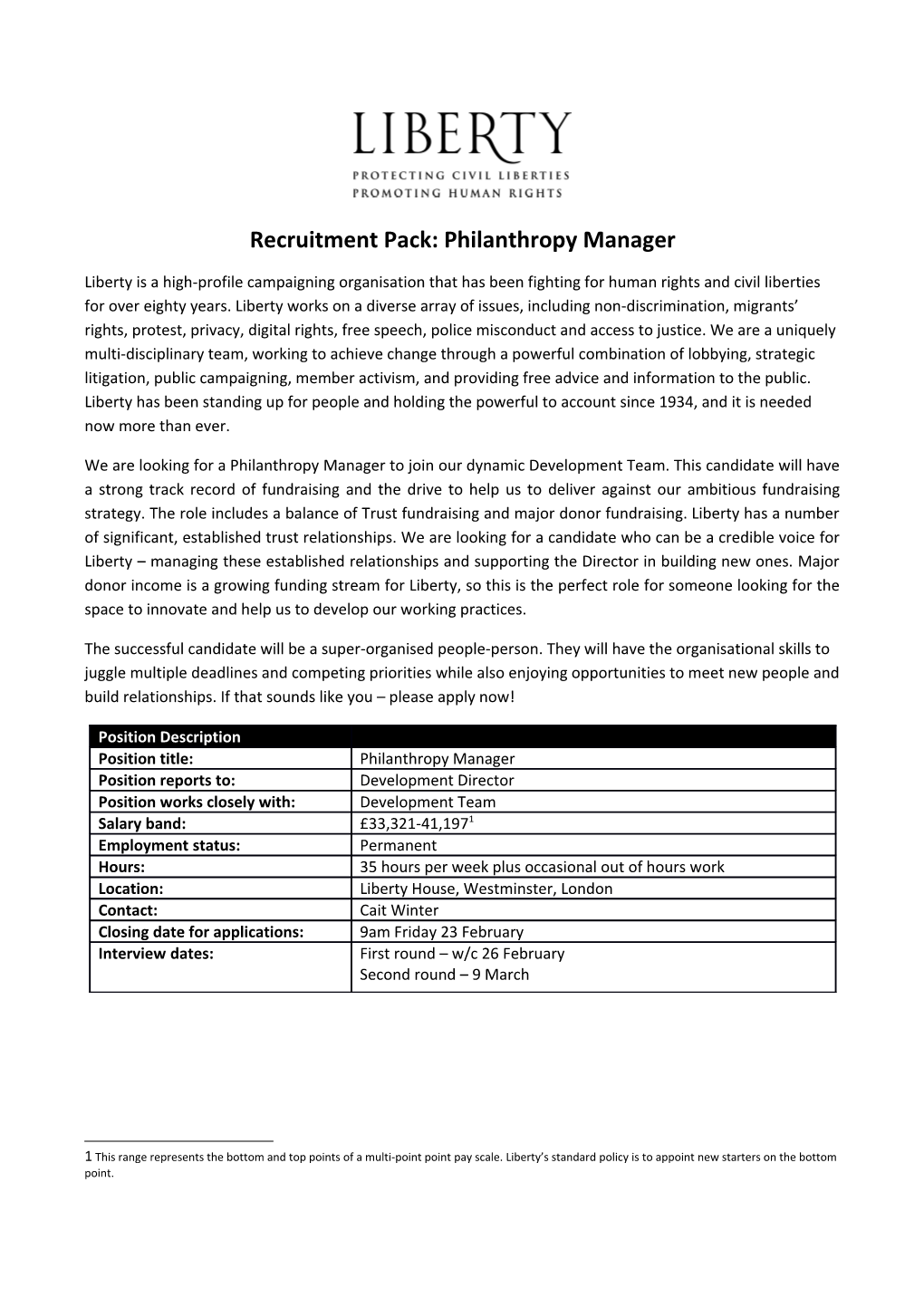 Recruitment Pack: Philanthropy Manager