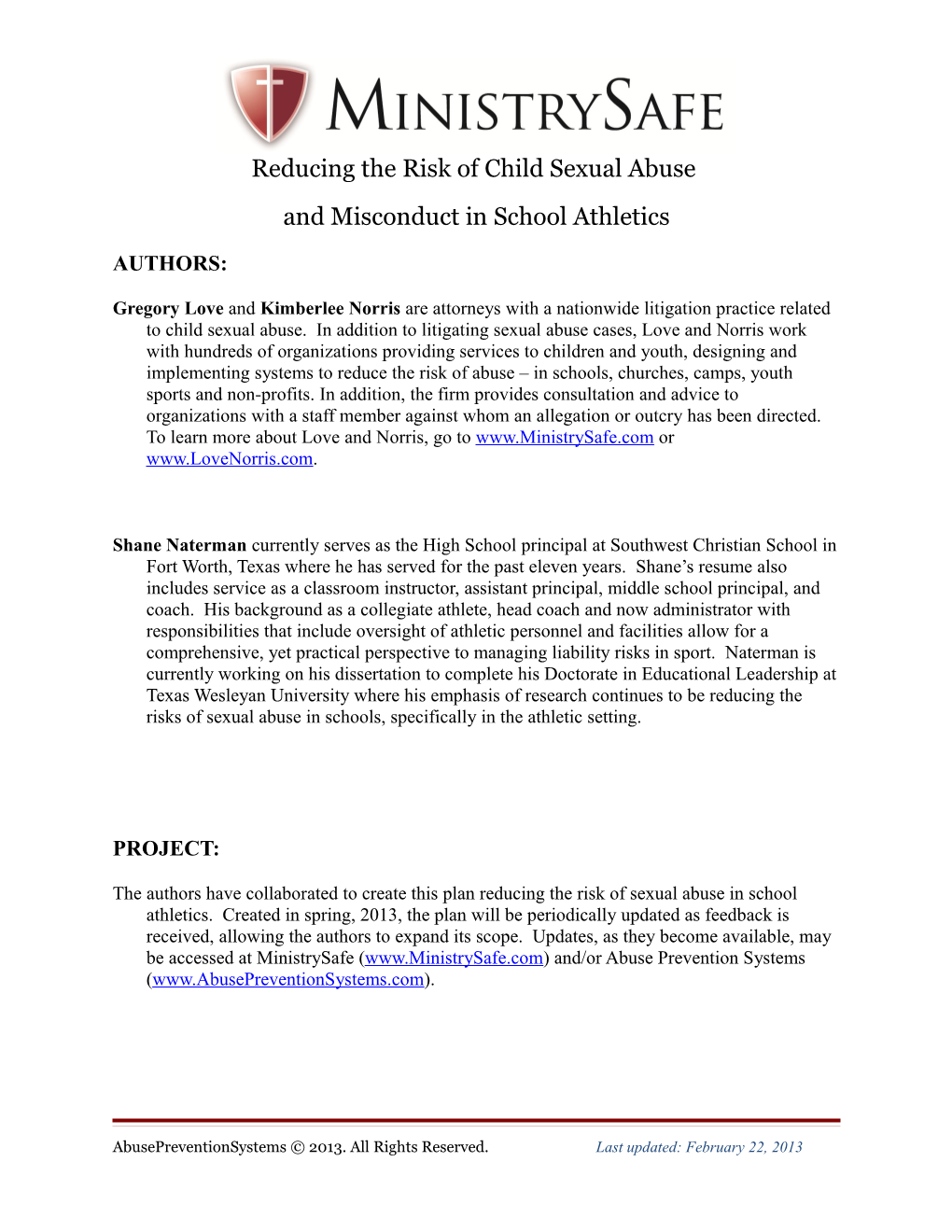 Reducing the Risk of Child Sexual Abuse