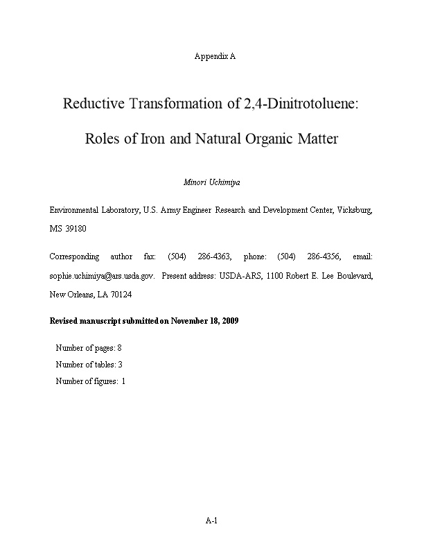 Reductive Transformation of 2,4-Dinitrotoluene: Roles of Iron and Natural Organic Matter