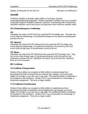 Registry of Interpreters for the Deaf, Inc.Description of Certifications