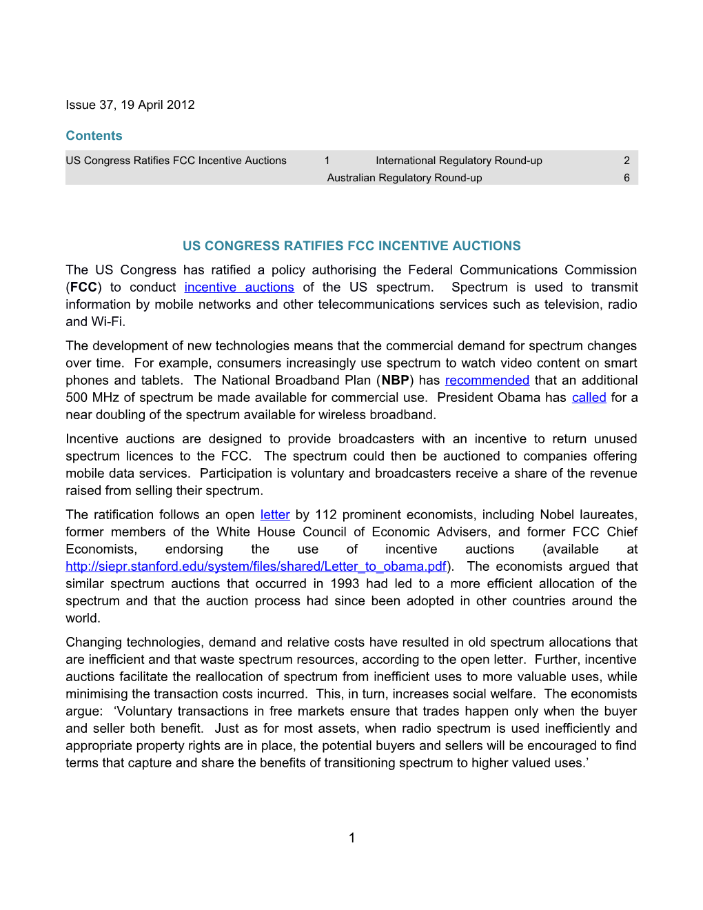 Regulatory Observer Issue 37 19 April 2012