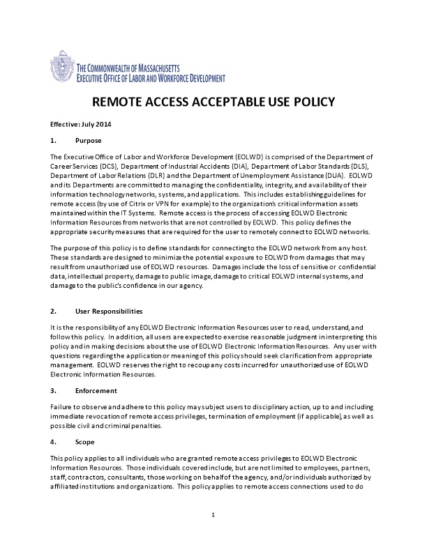Remote Accessacceptable Usepolicy