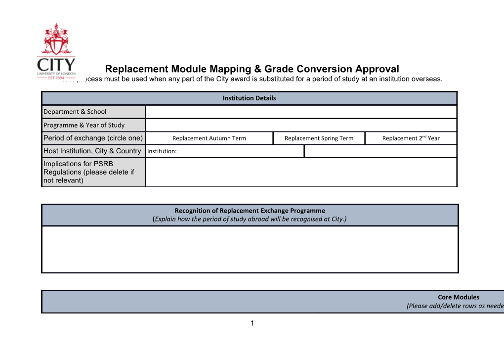 Replacement Module Mapping & Grade Conversion Approval