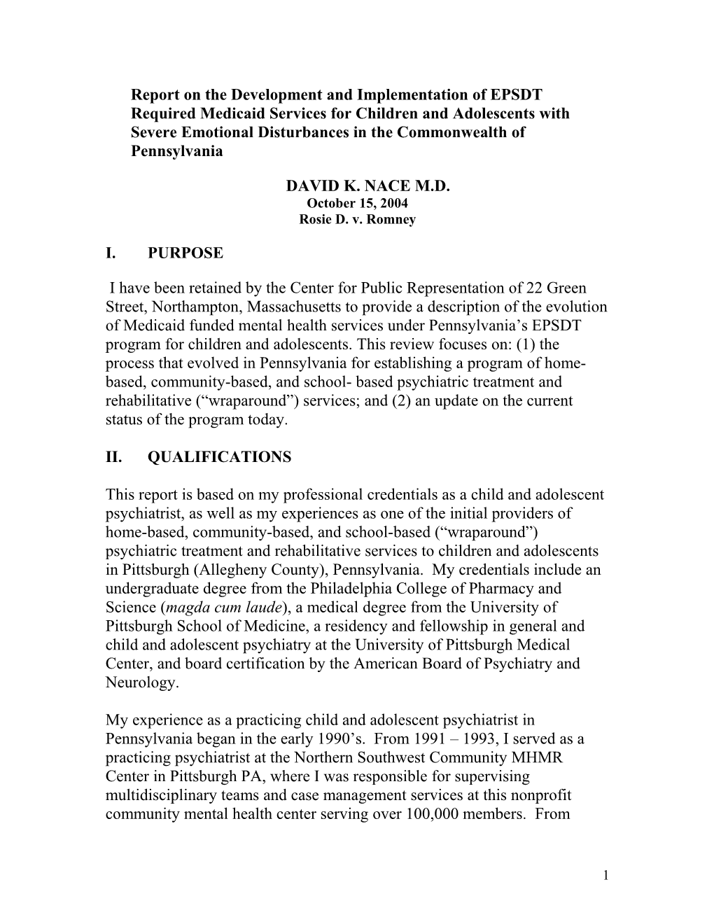 Report on the Development and Implementation of EPSDT Required Medicaid Services for Children