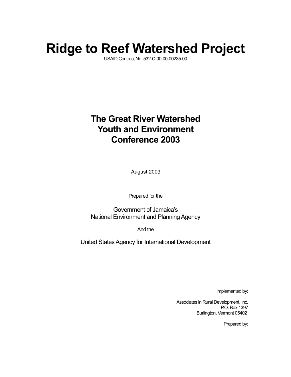 Report on the Great River Watershed Youth & Environment Conference 2003